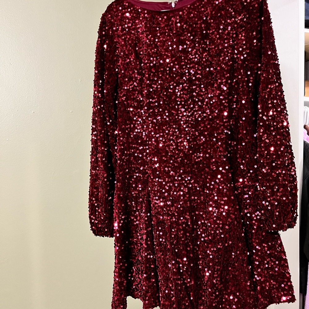 Cato Burgundy Sequin Mini Dress